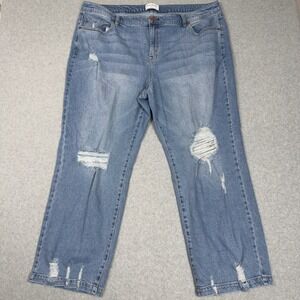 Lane Bryant Signature Fit High Rise Classic Straight Jeans Womens 24 Distressed
